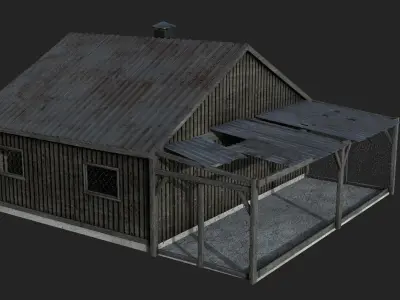 Wooden Village House Free low-poly 3D model