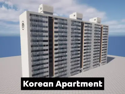 Old Korean apartment Low-poly 3D model