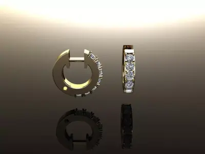 Small Size Diamond Dangle Hoop Earring 2MM 3D print model