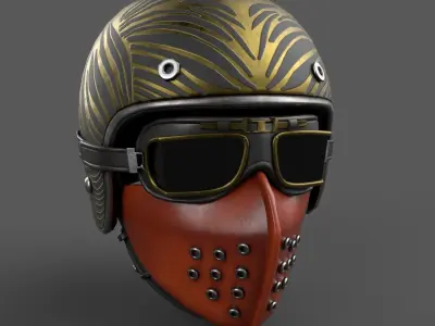 Scifi helmet steampunk low poly  Low-poly 3D model