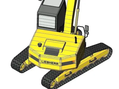 Medium Long Reach Excavator-18 Low-poly 3D model