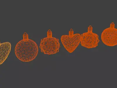 Elegant Modern Christmas Ornaments Collection Low-poly 3D model