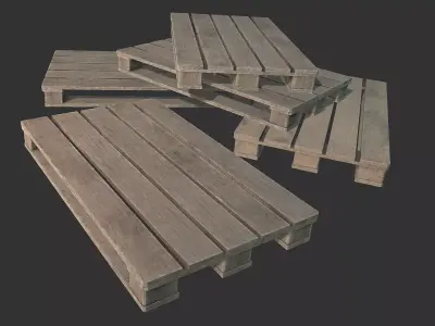 Wooden Pallets PBR Low-poly 3D model