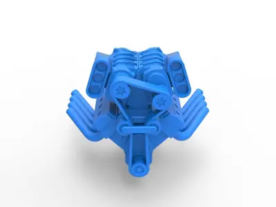Engine V8 with double supercharger Version 7 Scale 1 to 25 3D print model