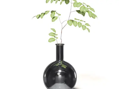 Plant in Chrome Vase 3D Model 3D model