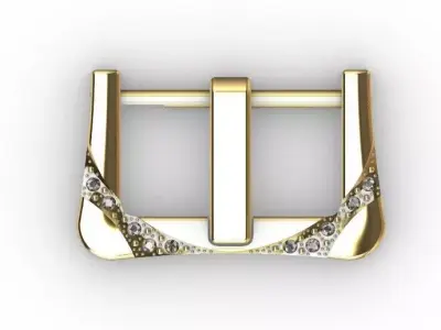 3D Luxury Belt Buckle  Gold Accessory with Gemstone Details 3D model