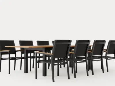 Twin dining set 8 Low-poly 3D model