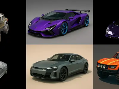 Sport Car bundle 18 pack 100 glb 3D model