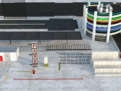Multi-Storey Car Parking Building Low-poly 3D model
