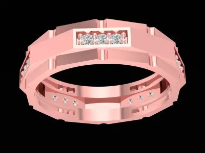 Luxury Geometric Diamond Men Ring  3283 3D print model