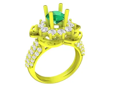 Luxury Floral Halo Gemstone Ring 3D Model 4439 3D print model