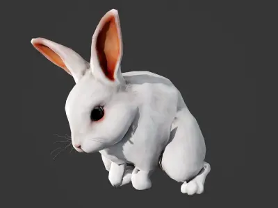 animated white rabbit  Low-poly 3D model
