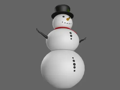 Snowman low poly Low-poly 3D model