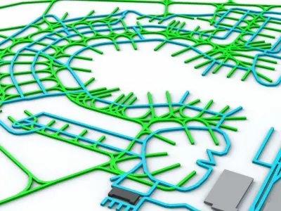 Vnukovo VKO Moscow Airport Roads Buildings and Public Transport 3D model