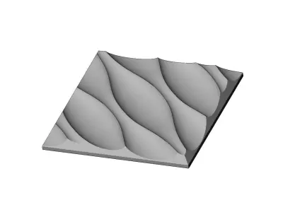Undulated wave 3d decor wall relief N05 3D print model