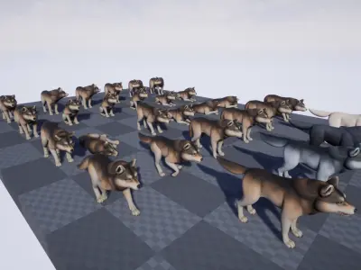 Wolf stylized Low-poly 3D model