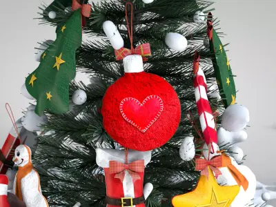 Christmas Felt Decoration Bag 3D Model 3D model