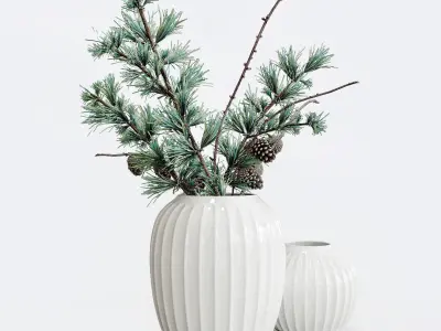 Vase set 1 vases with pine cones 3D model