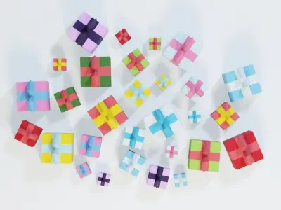 Low Poly Gifts Set colorful gift boxes Low-poly 3D model