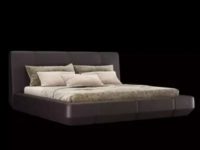  Bed with pillows and blanket 4 models of bed set 2 3D Model Collection