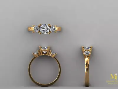 Three Stone Ring Set 3D Model 3D print model