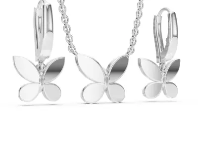 Graff Butterfly Pendant and Earrings 3D print model
