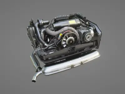 Porsche 911SC Engine with 915 Gearbox Low-poly 3D model
