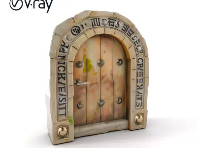 Fantasy Stone Door Model Pack Low-poly 3D model