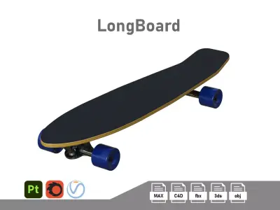Longboard Low-poly 3D model