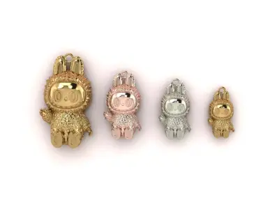 Labubu Pendant Jewelry model - 4-in-1 pack - for Him and Her 3D print model