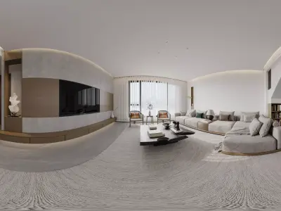 Modern living room dining room interior scenes 420 3D model