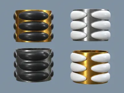 Forged bracelets with stones Low-poly 3D model