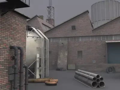 Industrial Buildings 4 Low-poly 3D model