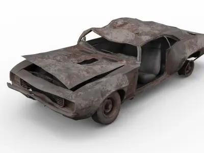 Crashed Chevrolet camaro 1969 Low-poly 3D model