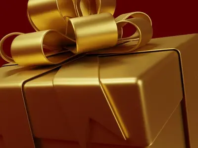 Gift Box Golden 3D - 02 3D model