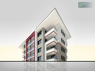 New Apartment Architectural 3d Model with Render Scene Low-poly 3D model