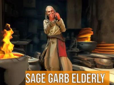 Sage Garb Elderly model pack Low-poly 3D model