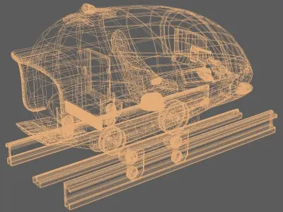 Futuristic Sci-Fi Hyperloop Vehicle-Shuttle-Car-Transportation Low-poly 3D model