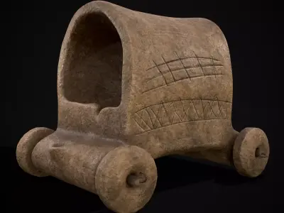 Clay Toy Wagon  Low-poly 3D model