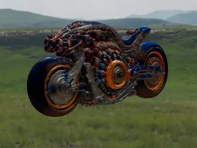 Chrono Forge Leviathan  Hyper Mechanical Motorcycle Low-poly 3D model