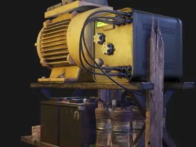 Post-apocalyptic engine Low-poly 3D model