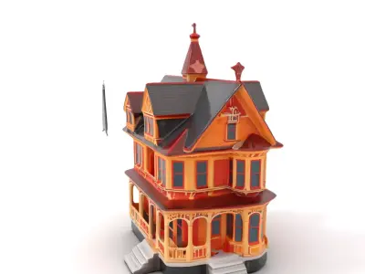 Victorian Gothic House model pack Low-poly 3D model