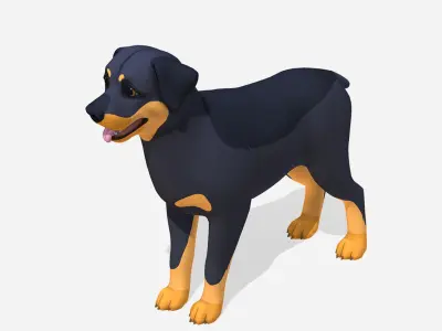 Cartoon Dog -Rottweiler Low-poly 3D model