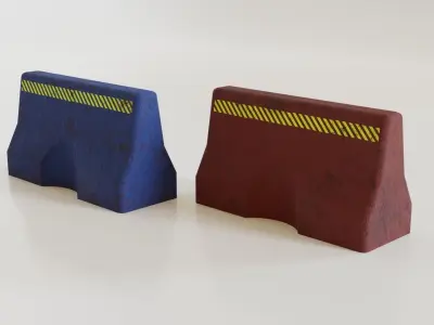 Modern Barrier Set Low-poly 3D model