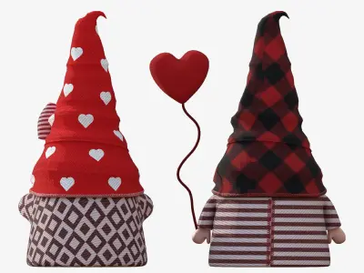 Valentine gnomes Low-poly 3D model