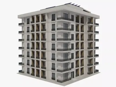 Apartment House with Interior 3D model