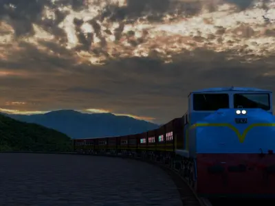 Realistic 3D Train Model  for Animation and Games Low-poly 3D model