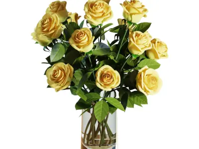 Flower Set 05 - Yellow Roses Bouquet 3D model