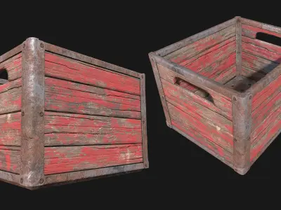 Low Poly PBR Wood Dairy Crate Low-poly 3D model