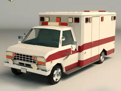 Low Poly Ambulance 02 Low-poly 3D model